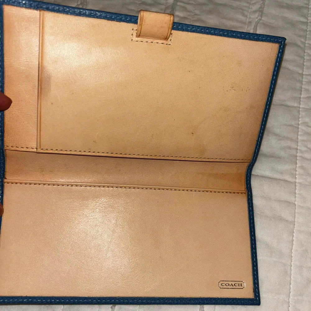 Coach Trifold Wallet and checkbook cover Blue silver Hardwear